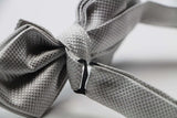 Mens Silver Diamond Shaped Checkered Bow Tie
