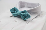 Mens Sky Blue Diamond Shaped Checkered Bow Tie