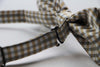 Mens Gold, White & Black Checkered Cotton Bow Tie