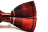 Mens Red And Black Plaid Patterned Bow Tie