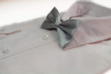 Mens Silver Solid Plain Colour Bow Tie
