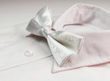 Mens White Sparkly Glitter Patterned Bow Tie