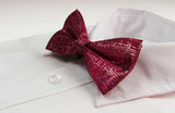 Mens Dark Red Sparkly Glitter Patterned Bow Tie