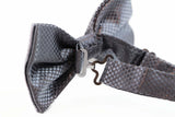Mens Dark Silver Disco Shine Checkered Patterned Bow Tie