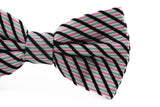 Mens Pink & Green Striped Patterned Cotton Bow Tie