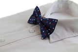 Mens Navy With Multicoloured Polka Dots Patterned Bow Tie