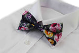 Mens Navy Floral Patterned Bow Tie