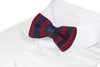 Mens Navy And Maroon Thick Vertical Striped Knitted Bow Tie