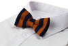 Mens Navy And Bronze Thick Vertical Striped Knitted Bow Tie
