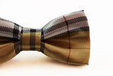 Boys Gold, Black, Red & White Plaid Patterned Bow Tie