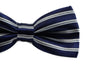 Boys Navy With White Stripes Patterned Bow Tie