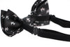 Boys Black With Silver Dogs Patterned Cotton Bow Tie