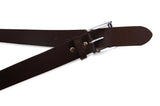 Mens Brown Leather Belt With Silver Square Buckle
