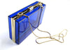 Womens Transparent Clutch Bag Box Party Wedding - Blue