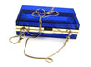 Womens Transparent Clutch Bag Box Party Wedding - Blue