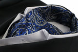 Mens Royal Blue, Black & Silver Paisley Cravat