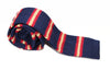 Knitted Navy, Yellow & Red Striped Patterned Neck Tie