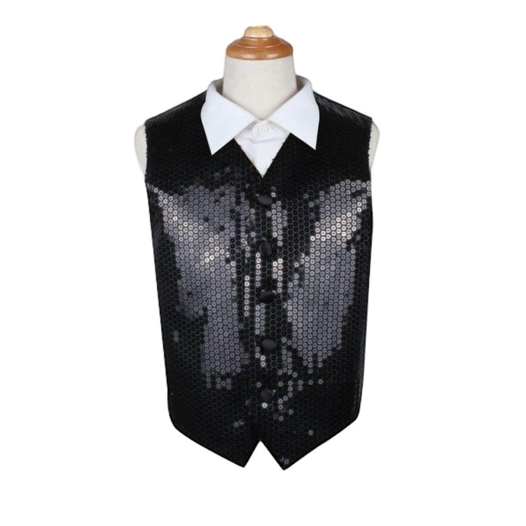 Black Boys Junior Sequin Patterned Vest Waistcoat – Tie Store