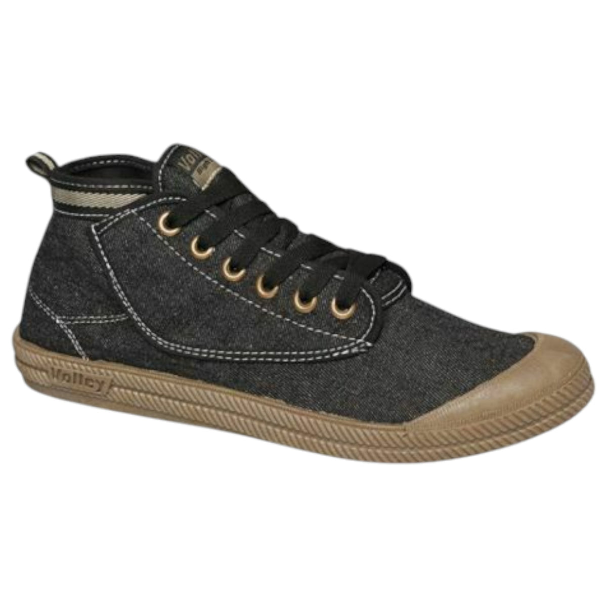 Mens Volley Hi Leap Black Denim/Gum International Volleys Casual Canvas Shoes