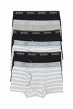 6 x Bonds Mens Guyfront Trunks Underwear Black/Grey/Grey Stripe