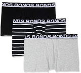 9 x Bonds Mens Everyday Trunks Underwear Black Stripe/Grey/Black