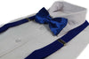 Mens Blue 100cm Suspenders & Matching Bow Tie  Set