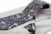 Mens Grey & Gunmetal Paisley Patterned Neck Tie & Matching Pocket Square Set