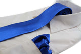 Mens Blue 8cm Neck Tie & Matching Pocket Square Set
