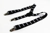 Boys Adjustable Black With White Moustaches Patterned Suspenders