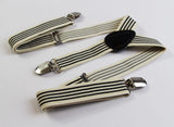 Boys Adjustable Latte & Black Striped Patterned Suspenders