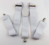 Extra Wide Heavy Duty Adjustable 120cm White Adult Mens Suspenders