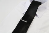 Mens Silver Diagonal Stripe Tie Clip Clasp