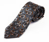 Mens Grey & Burnt Orange Boho Paisley Patterned 8cm Neck Tie
