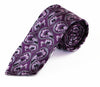 Mens Purple & Grey Boho Paisley Patterned 8cm Neck Tie