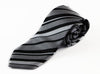 Mens Black & Silver Elegant Diagonal Striped Patterned 8cm Neck Tie