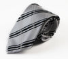 Mens White & Black Plaid Striped Patterned 8cm Neck Tie