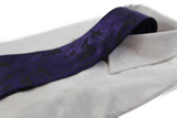 Mens Black & Purple Paisley Patterned Neck Tie