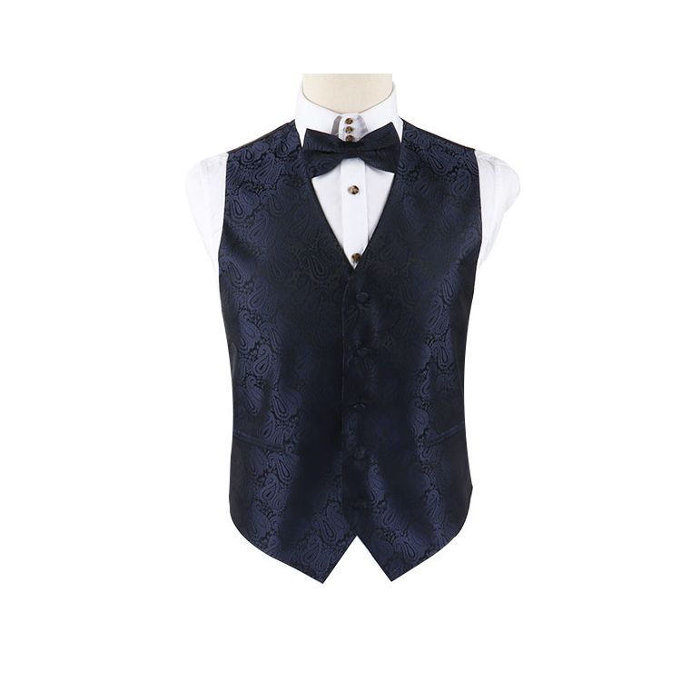 Navy on sale paisley waistcoat