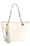 Womens Vky Original Gemma Tote Classic Large Leather Bag Handbag - Cream