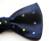 Mens Navy With Coloured Polka Dots Patterned Bow Tie