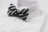 Mens Thick Black & White Diagonal Stripes Patterned Bow Tie