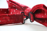 Mens Red With Silver Patterned Bow Tie