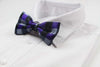 Mens Black, Silver & Purple Square Patterned Bow Tie