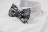 Mens Silver With Black Triangles & Diamonte Patterned Bow Tie