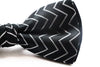 Mens Black With Silver Zig Zag Patterned Bow Tie