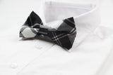 Mens Black And White Patterned Cotton Bow Tie