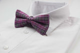 Mens Pink Plaid Patterned Cotton Bow Tie