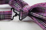 Mens Pink Plaid Patterned Cotton Bow Tie