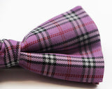 Mens Pink Plaid Patterned Cotton Bow Tie