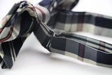 Mens Navy, Cream & Red Plaid Patterned Cotton Bow Tie